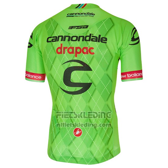 2016 Fietskleding Cannondale Drapac Groen en Zwart Korte Mouwen en Koersbroek